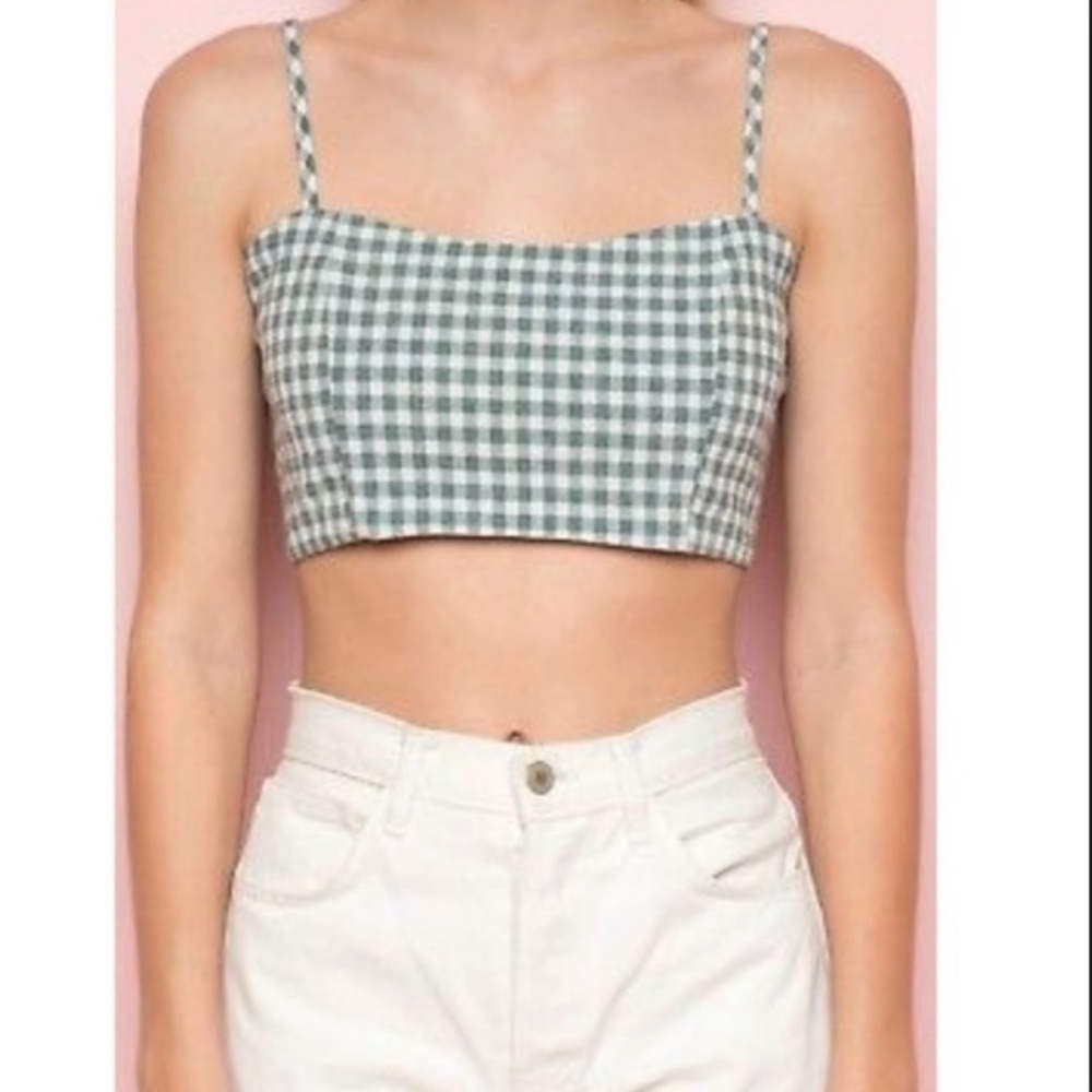 Green Gingham Brandy Melville Austen Top